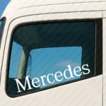 White Mercedes Truck Window Sticker, Classic Text Logo
