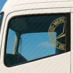 Gold Mercedes Truck Window Sticker, Half Retro Logo