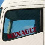 Burgundy Renault Truck Window Sticker, Bold Capital Text Logo