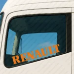 Orange Renault Truck Window Sticker, Bold Capital Text Logo