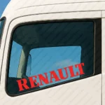 Red Renault Truck Window Sticker, Bold Capital Text Logo