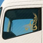 Gold Renault Truck Window Sticker, Classic Logo without Text with Vertical Tribal Graphics