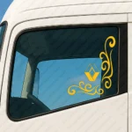 Yellow Renault Truck Window Sticker, Big Classic Logo without Text with Flowing Swirl Graphics