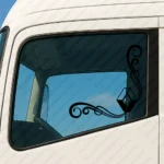 Black Renault Truck Window Sticker, Classic Logo without Text with Flowing Swirl Pattern