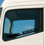 Black Renault Truck Window Sticker, Classic Bold Text Logo with Geometric Graphic