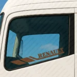 Brown Renault Truck Window Sticker, Classic Bold Text Logo with Geometric Graphic