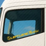 Yellow Left Lane Maniac Truck Window Sticker