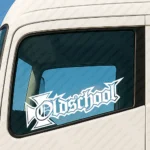 White Oldschool Truck Window Sticker