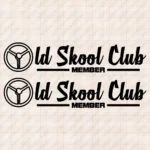 Closeup of Old Skool Club Truck Window Sticker