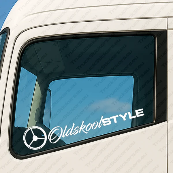 White Oldskool Style Truck Window Sticker