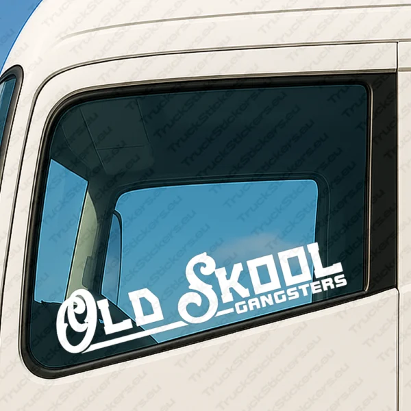 White Old Skool Gangsters Truck Window Sticker