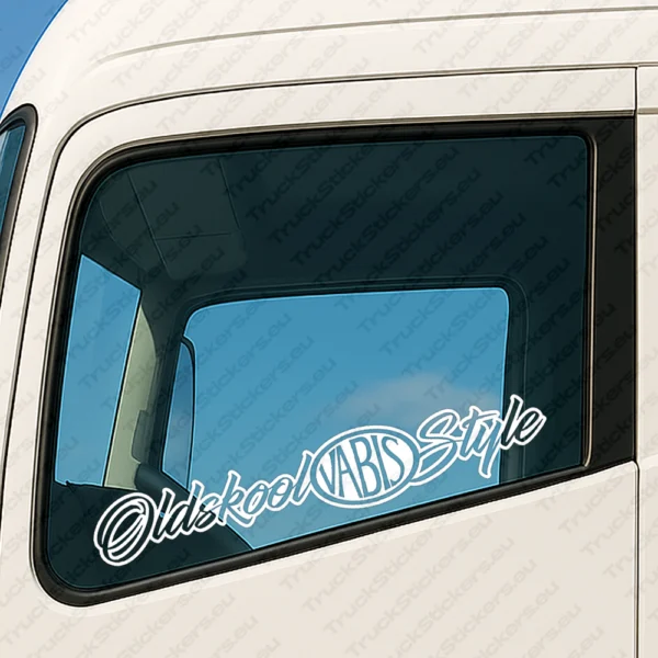 White Old Skool Vabis Style Truck Window Sticker