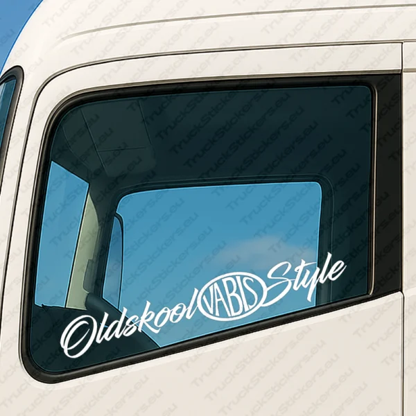 White Old Skool Vabis Style Truck Window Sticker
