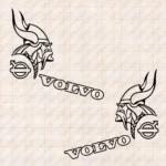 Closeup of Volvo Vikings Truck Window Sticker