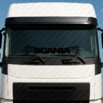 Black Scania Truck Windshield Sticker, Bold Text Logo with Griffin Heads