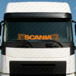 Orange Scania Truck Windshield Sticker, Bold Text Logo with Griffin Heads