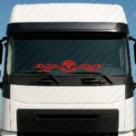 Red Scania Truck Windshield Sticker V8 Badge with Dynamic Wave Graphics,