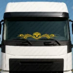Yellow Scania Truck Windshield Sticker V8 Badge with Dynamic Wave Graphics,