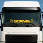 Yellow Scania Truck Windshield Sticker, Bold Text Logo with Modern Griffins