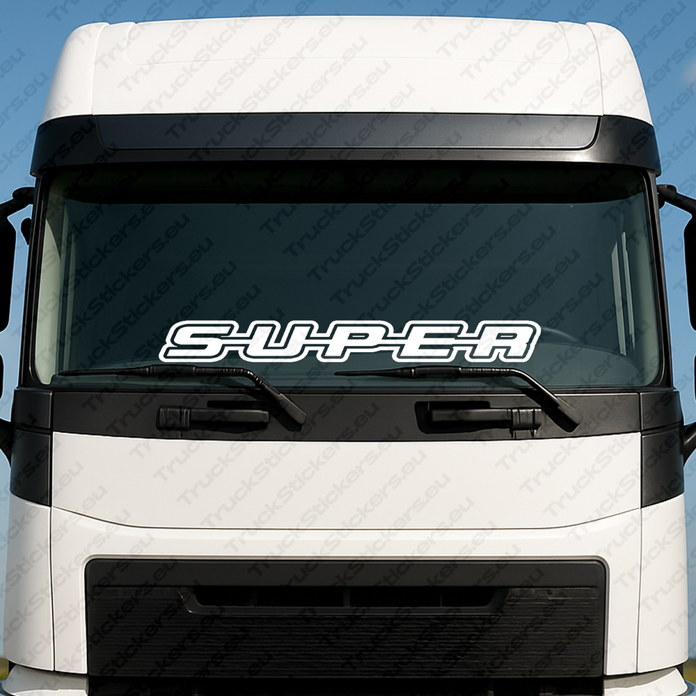 windshield-sticker-for-trucks-90175-1-white White Scania Truck Windshield Sticker, Super Logo with Bold Design