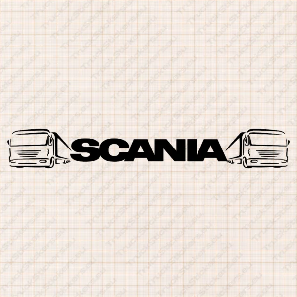 closeupScania Truck Windshield Sticker, Logo with Trucks