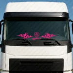 Fuchsia Scania Truck Windshield Sticker, Badge with Griffin, Text Logo and Dynamic Wave Graphics