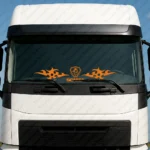 Orange Scania Truck Windshield Sticker, Badge with Griffin, Text Logo and Dynamic Wave Graphics