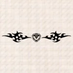 Closeup of Scania Truck Windshield Sticker, V8 Round Badge with Dynamic Wave Graphics