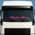 Fuchsia Scania Truck Windshield Sticker, V8 Round Badge with Dynamic Wave Graphics