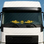 Yellow Scania Truck Windshield Sticker, V8 Round Badge with Dynamic Wave Graphics