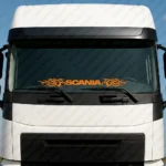 Orange Scania Truck Windshield Sticker, Text Logo with Tribal Graphics