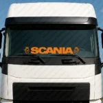 Orange Scania Truck Windshield Sticker, Bold Text Logo with Griffins