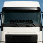Black Scania Truck Windshield Sticker, Big Text Logo with Streamline