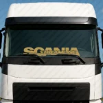 Gold Scania Truck Windshield Sticker, Big Text Logo with Streamline