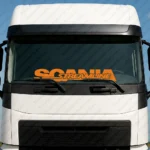 Orange Scania Truck Windshield Sticker, Big Text Logo with Streamline