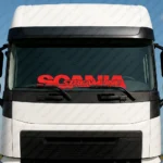 Red Scania Truck Windshield Sticker, Big Text Logo with Streamline