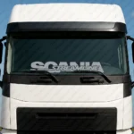 Silver Scania Truck Windshield Sticker, Big Text Logo with Streamline