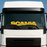 Yellow Scania Truck Windshield Sticker, Big Text Logo with Streamline