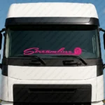 Fuchsia Scania Truck Windshield Sticker, Streamline with Griffin in Circle