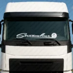 White Scania Truck Windshield Sticker, Streamline with Griffin in Circle