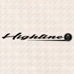 Closeup of Scania Truck Windshield Sticker, Highline with Griffin in Circle