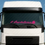 Fuchsia Scania Truck Windshield Sticker, Highline with Griffin in Circle