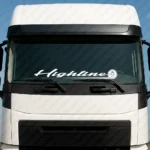 White Scania Truck Windshield Sticker, Highline with Griffin in Circle