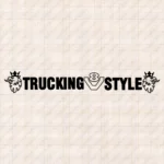 Closeup of Scania Truck Windshield Sticker Trucking V8 Style with Griffins