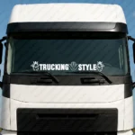 White Scania Truck Windshield Sticker Trucking V8 Style with Griffins