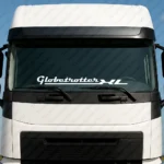 White Volvo Truck Windshield Sticker, Globetrotter XL Logo