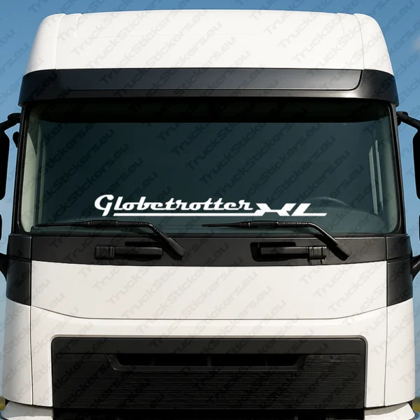 White Volvo Truck Windshield Sticker, Globetrotter XL Logo