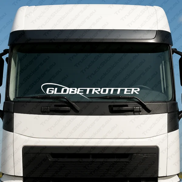 White Volvo Truck Windshield Sticker, Globetrotter Classic Logo