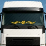 Yellow Volvo Truck Windshield Sticker, Classic Logo with Dynamic Wave Graphics