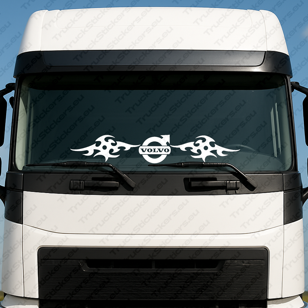 windshield-sticker-for-trucks-90429-1-white White Volvo Truck Windshield Sticker Big Classic Logo with Dynamic Wave Graphics